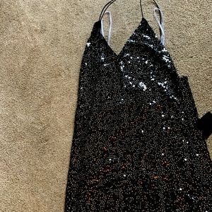 Black Backless sequin mini dress